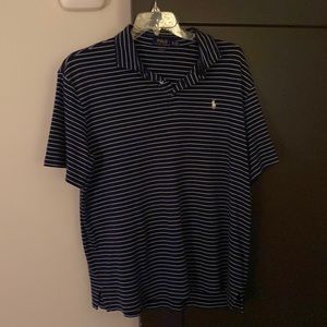 Ralph Lauren Polo Blue/White striped XL Golf collared shirt.
